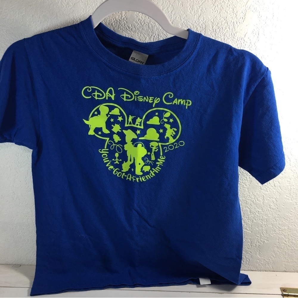 Gildan Girls Graphic T-Shirt Blue/Green Size Youth S